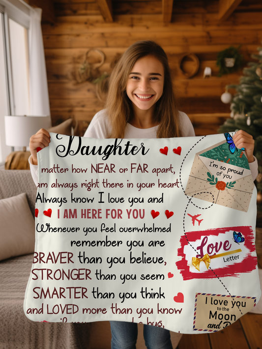 To My Daughter: 'No Matter How Far You Go, I Will Always Be Here for You' Letter-Themed | Sherpa Blanket