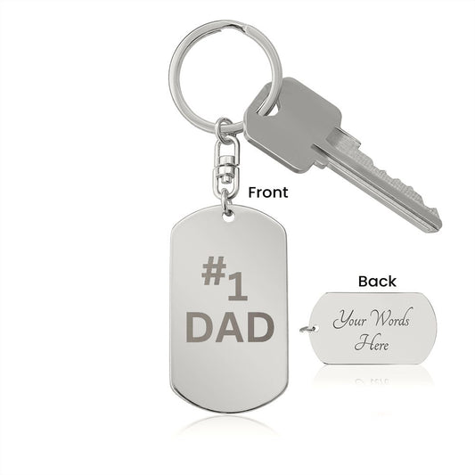 Engravable #1 Dad Key Chain for Fathers Day | Dad Gift | Birthday Gift |