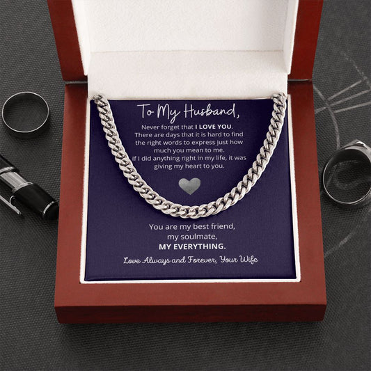 "To My Husband" Cuban Chain Necklace – A Timeless Token of Love