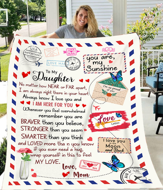 To My Daughter: 'No Matter How Far You Go, I Will Always Be Here for You' Letter-Themed | Sherpa Blanket